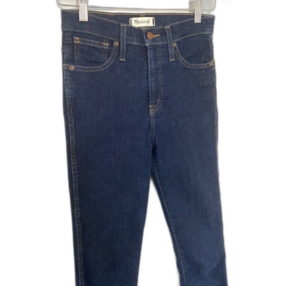 Madewell 10-Inch High Rise Skinny Dark Wash Jeans with Raw Hem Zip Fly Sz 25 - Picture 10 of 13